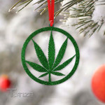 Weed leaf christmas glitter 420 Wooden/Acrylic Ornament