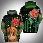 Dachshund Poinsettia 3D All Over Printed , Sweat, Hoodie, Bomber Jacket Dachshund