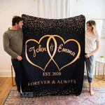 Customize Name Couple Blanket Close To Your Heart Valentine Couple Cozy Fleece Blanket, Sherpa Blanket Cozy Fleece Blanket