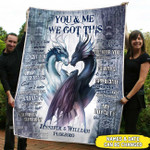 Personalized Names and Date You & Me We Got This We're A Team Dragons Couple Gifts, Valentine Gifts Cozy Fleece Blanket, Sherpa Blanket Cozy Fleece Blanket