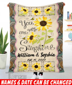 Personalized Names and Date You Are My Sunshine Couple Gifts, Valentine Gifts Cozy Fleece Blanket, Sherpa Blanket Cozy Fleece Blanket
