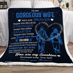 To My Gorgeous Wife Love Your Husband Old Couple Cozy Fleece Blanket, Sherpa Blanket Cozy Fleece Blanket
