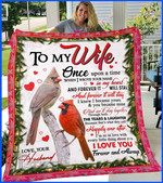 To My Wife Love Your Husband Cardinal Bird Couple Cozy Fleece Blanket, Sherpa Blanket Cozy Fleece Blanket