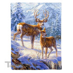 Real Tree Camouflage Couple Deer Valentine Cozy Fleece Blanket, Sherpa Blanket Cozy Fleece Blanket