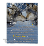I Love My Girlfriend Forever Always Once Upon A Time Wolf Couple Valentines Day Gift Blanket From Boyfriend Whites A Cozy Fleece Blanket, Sherpa Blanket Cozy Fleece Blanket