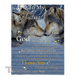 I Love My Husband Forever Always Once Upon A Time Wolf Couple Valentines Day Gift Blanket From Wife White Cozy Fleece Blanket, Sherpa Blanket Cozy Fleece Blanket
