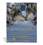 I Love My Wife Forever Always Once Upon A Time Wolf Couple Valentines Day Gift Blanket From Husband White Cozy Fleece Blanket, Sherpa Blanket Cozy Fleece Blanket