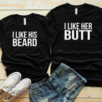 Couple Matching Shirts His Beard & Her Butt Couple GIft Graphic Unisex T Shirt, Sweatshirt, Hoodie Size S - 5XL