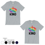 Couple Shirts - LGBT King King Rainbow Crown Grey Matching Shirts,Valentine 2022 gifts Graphic Unisex T Shirt, Sweatshirt, Hoodie Size S - 5XL