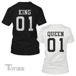 Couple Shirts - King 01 And Queen 01 Matching Black And White Back ,Valentine 2022 gifts Graphic Unisex T Shirt, Sweatshirt, Hoodie Size S - 5XL