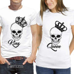 Couple Matching Shirts Skull King And Queen Couple GIft Graphic Unisex T Shirt, Sweatshirt, Hoodie Size S - 5XL