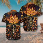 Halloween Burning Pumpkin Skull Eff You See Kay All Over Printed Hawaiian Shirt Size S - 5XL