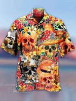 Skull Flowers Day Of The Dead All Over Printed Hawaiian Shirt Size S - 5XL