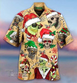 Smile Skull Christmas All Over Printed Hawaiian Shirt Size S - 5XL