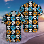 Simple Skull Flowerss All Over Printed Hawaiian Shirt Size S - 5XL