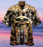 Stay Wild Motorbike Skull All Over Printed Hawaiian Shirt Size S - 5XL
