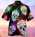 Glowing Cat Skull All Over Printed Hawaiian Shirt Size S - 5XL