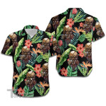 Skull Hibiscus Tropical All Over Printed Hawaiian Shirt Size S - 5XL