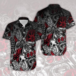 Motorbike Skull Art All Over Printed Hawaiian Shirt Size S - 5XL