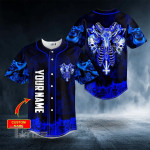 Blue Heart Skull Custom Name Baseball Shirt