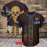 LGBT Skull Love Is Love Custom Name Baseball Shirt