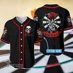 Skull Born To Dart Custom Name Baseball Shirt
