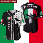 Italy Skull Custom Name Baseball Shirt