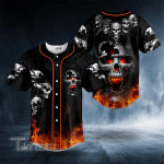 Fire Skull Unique Baseball Shirt