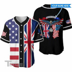 America-United Kingdom Eagle Custom Name Baseball Shirt