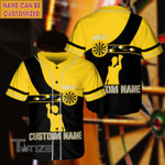 Darts Player Yellow Custom Name Baseball Shirt