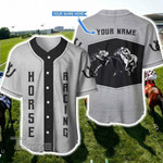 Horse Racing Metal Custom Name Baseball Shirt