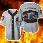 Firefighter Metal Custom Name Baseball Shirt