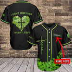 Jesus Shamrock St Patricks Day Custom Name Baseball Shirt