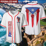 Puerto Rico Hand Raising Flag Custom Name Baseball Shirt
