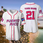 Puerto Rico White Custom Name And Number DH Baseball Shirt