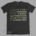 Husband daddy protector hero Marine Graphic Unisex T Shirt, Sweatshirt, Hoodie Size S - 5XL
