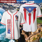 Puerto Rico Hand Raising Flag Custom Name Baseball Jersey Father's Day Baseball Shirt