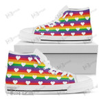 White Heart on Lgbt Pride Unisex High Top Canvas Shoes