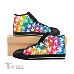 Rainbow Tie Dye  Marijuana Weed Leaf Pride Rainbow LGBT Unisex High Top Canvas Shoes