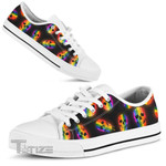 LGBT Skull Rainbow Watercolor Low Top Canvas Shoes