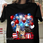 Usa Flag Balloons Patriotic Cats 4th Of July Graphic Unisex T Shirt, Sweatshirt, Hoodie Size S - 5XL