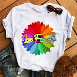 Love For All LGBT Pride Daisy Rainbow Flag  Gift Graphic Unisex T Shirt, Sweatshirt, Hoodie Size S - 5XL