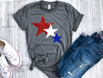4th of July womens shirt star glitter shirt Glitter 4th of July Graphic Unisex T Shirt, Sweatshirt, Hoodie Size S - 5XL