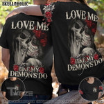 Matching Couple Shirt Love Me Sugar Skull Couple 3D All Over Printed Shirt, Sweatshirt, Hoodie, Bomber Jacket Size S - 5XL