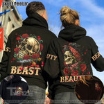 Matching Couple Shirt Couple Beast Beauty Skull Rose 3D All Over Printed Shirt, Sweatshirt, Hoodie, Bomber Jacket Size S - 5XL