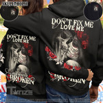 Matching Couple Shirt Don'T Fix Me Couple Skull 3D All Over Printed Shirt, Sweatshirt, Hoodie, Bomber Jacket Size S - 5XL