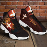 Jesus and Lion Faith over Fear Black White 13 Sneakers XIII Shoes