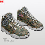USMC Marine Camo Custom Name White 13 Sneakers XIII Shoes
