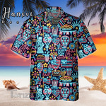 Neon 4th of July Tropical Tropical Red And Blue Floral All Over Printed Hawaiian Shirt Size S - 5XL