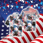 Black Angus Cow Tropical American Flag 4th Of July All Over Printed Hawaiian Shirt Size S - 5XL